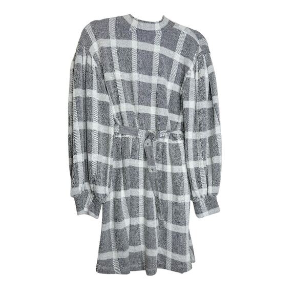 Free People Dress Small Long Sleeve Plaid Belted - Picture 1 of 6